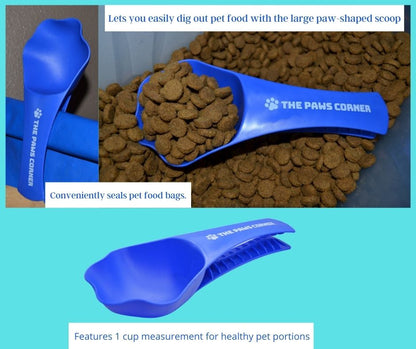 2-in-1 Paw-Shaped Pet Food Scoop with Clip – 1 Cup | The Paws Corner®