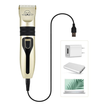 Pet Hair Clipper Set – Professional Grooming Trimmer Kit for Dogs & Cats (Black & Gold)