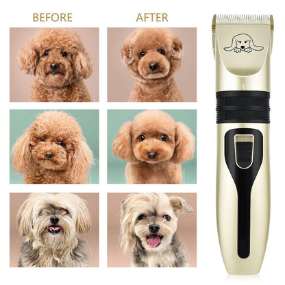 Pet Hair Clipper Set – Professional Grooming Trimmer Kit for Dogs & Cats (Black & Gold)