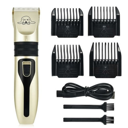 Pet Hair Clipper Set – Professional Grooming Trimmer Kit for Dogs & Cats (Black & Gold)